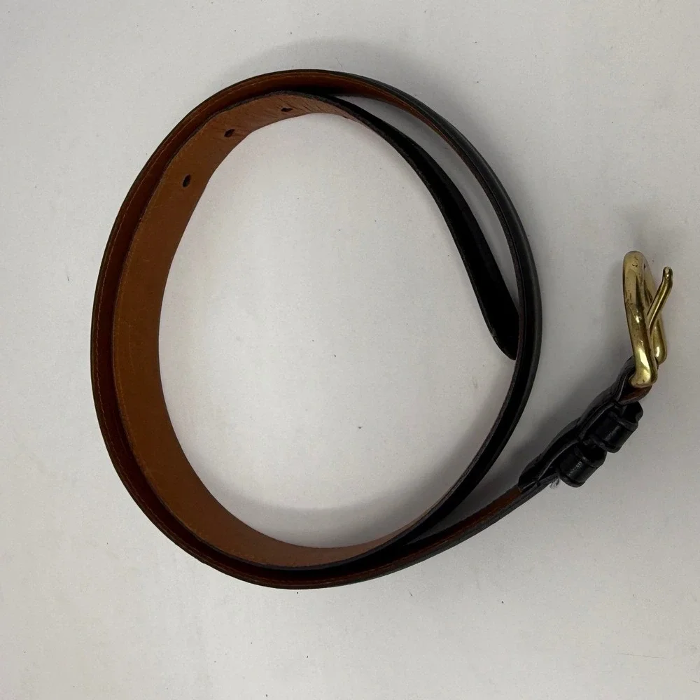 Coach Vintage Black Leather Belt Solid Brass Buckle 8400 Large Handcrafted